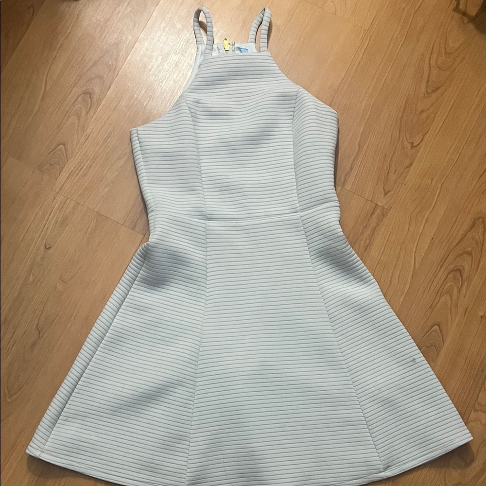 Dina Be Striped Midi Dress in Light Gray